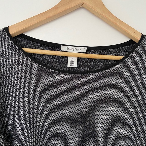 WHITE HOUSE BLACK MARKET GREY/BLACK LONG SLEEVED TEXTURED TOP WITH BLOUSE HEM, M - Picture 3 of 8